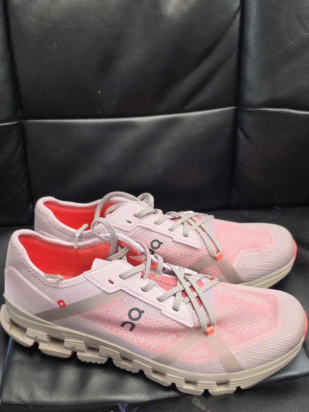 On Running Women's Pink Cloud Sneakers with Coral Accents